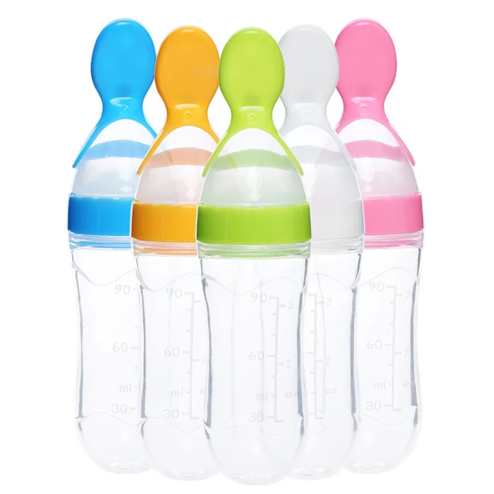 Baby Food Jars - 90ML Baby Feeding Bottle Spoon Milk