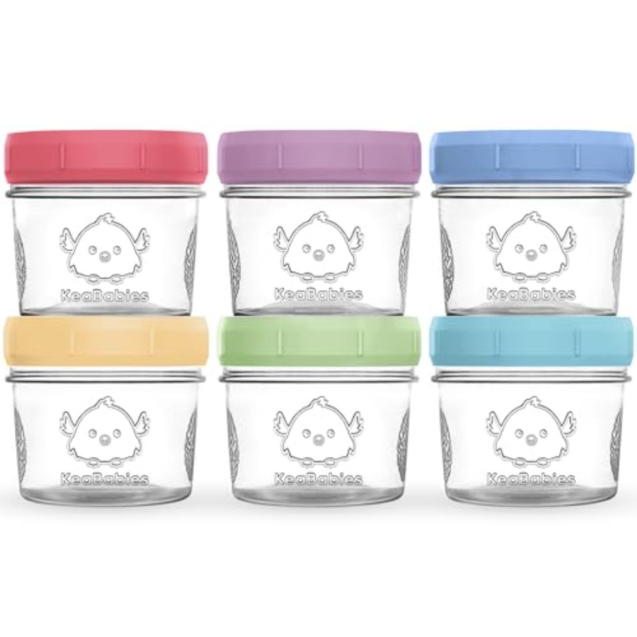 Baby Food Jars With Lids - KeaBabies 6pk 4oz Glass Baby Food