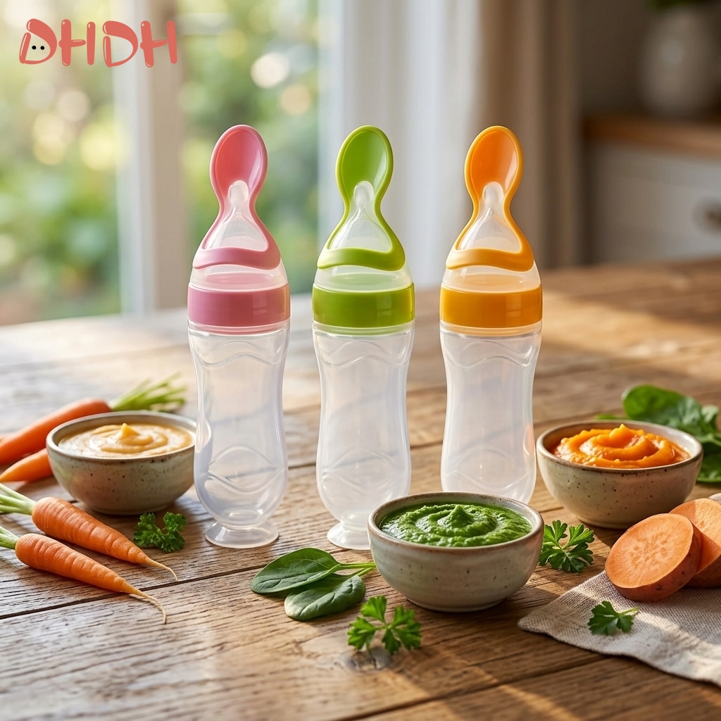 Baby Food Jars With Lids - Premium Baby Elderly Liquid Feeding Spoon