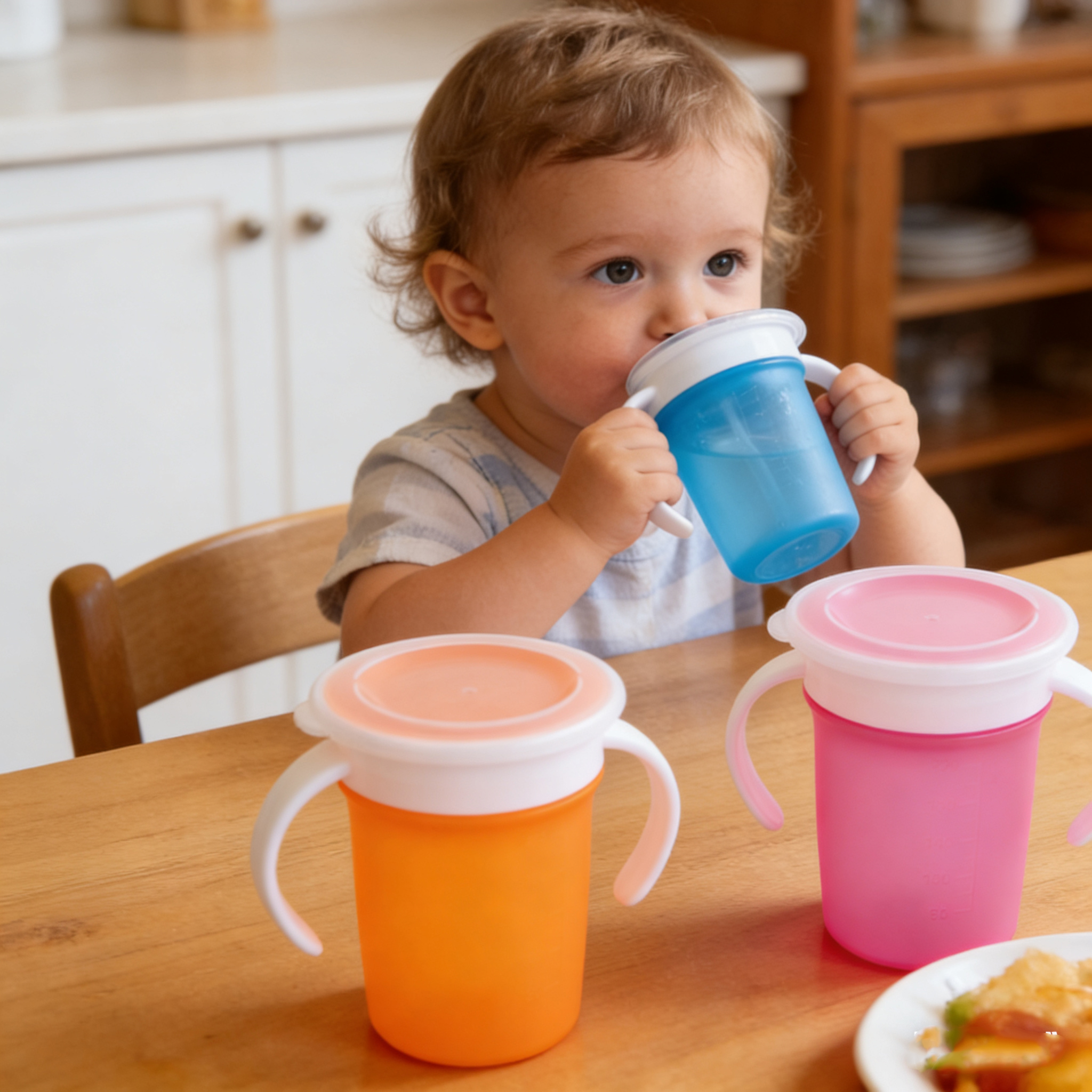 Baby Food Jars With Lids - Baby Learning Drinking Cup 360 Degrees